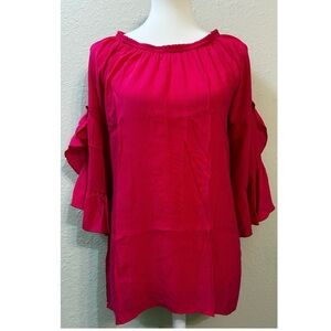 Multiples Tunic Top Ruffle Sleeves Raspberry Pink Blouse Size Small